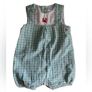 Janie and Jack checkered baby crab romper